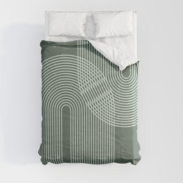 Geometric Lines in Sage Green 2 (Rainbow Abstraction) Comforter