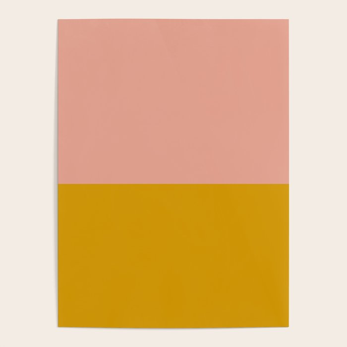 Blush Pink and Mustard Gold Minimalist Color Block Poster by