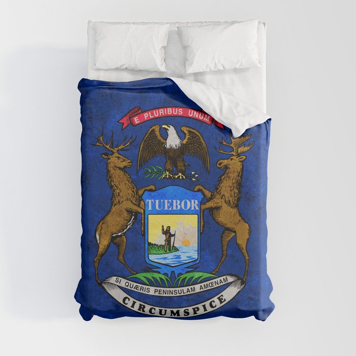 Flag of the State of Michigan Duvet Cover