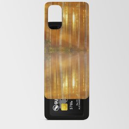 Mirrored lake reflection of morning aspen trees in the morning fog and sunshine nature landscape magical realism photograph / photography Android Card Case