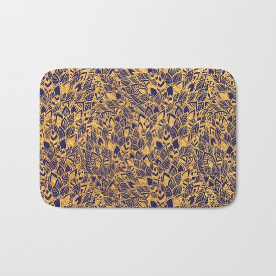 Golden Floral Bath Mat