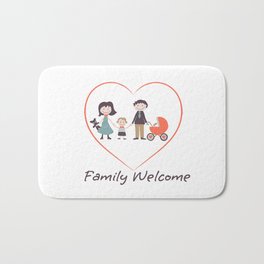 Fathersday Family with kids Bath Mat