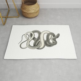 snake vintage style print serpent black and white 1800's Rug