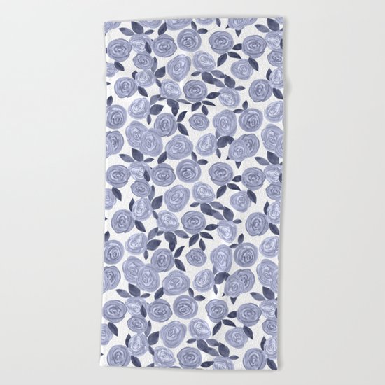 Blue watercolor roses. r2 Beach Towel