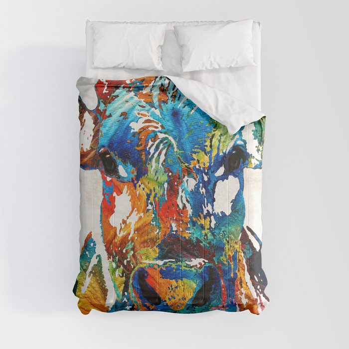 Colorful Cow Art - Mootown - By Sharon Cummings Comforter
