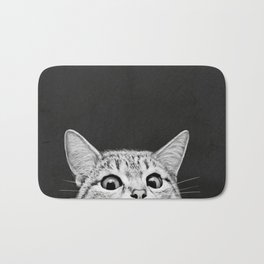 You asleep yet? Badematte | Animal, Cat, Modern, Illustration, Graphicdesign, Dark, Curated, Kitten, Maximalist, Digital 