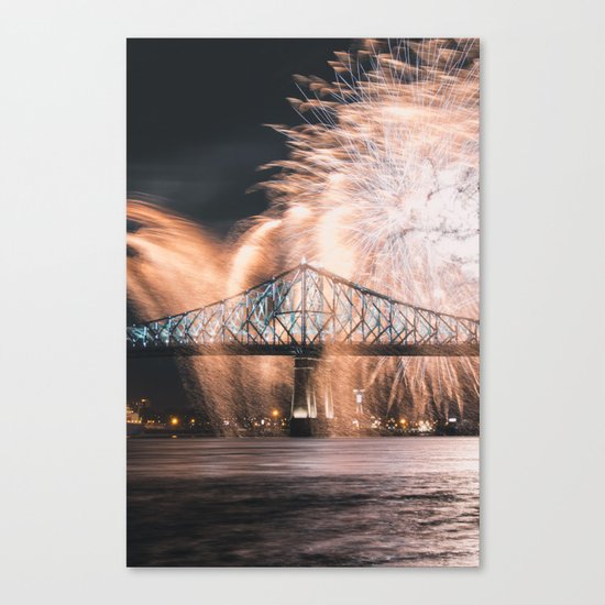 Fireworks bridge Canvas Print