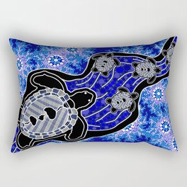 Authentic Aboriginal Art - Baby Sea Turtles Rectangular Pillow