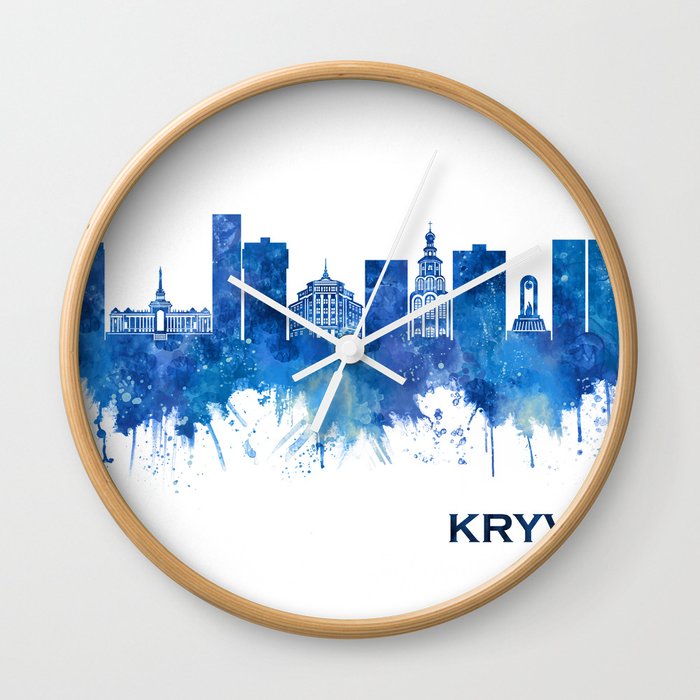 Kryvyi Rih Ukraine Skyline Blue Wall Clock