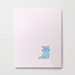 Miao Cat Metal Print | Silly, Cat, Derp, Pink, Graphicdesign, Simple, Cute, Blue, Funny, Digital 
