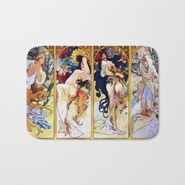 The Four Seasons by Alfons Mucha 1895 Bath Mat | Nouveau, Deco, 1895, Painting, Publicdomain, Mucha, Artdeco, Artnouveau, Four, Fourseasons 