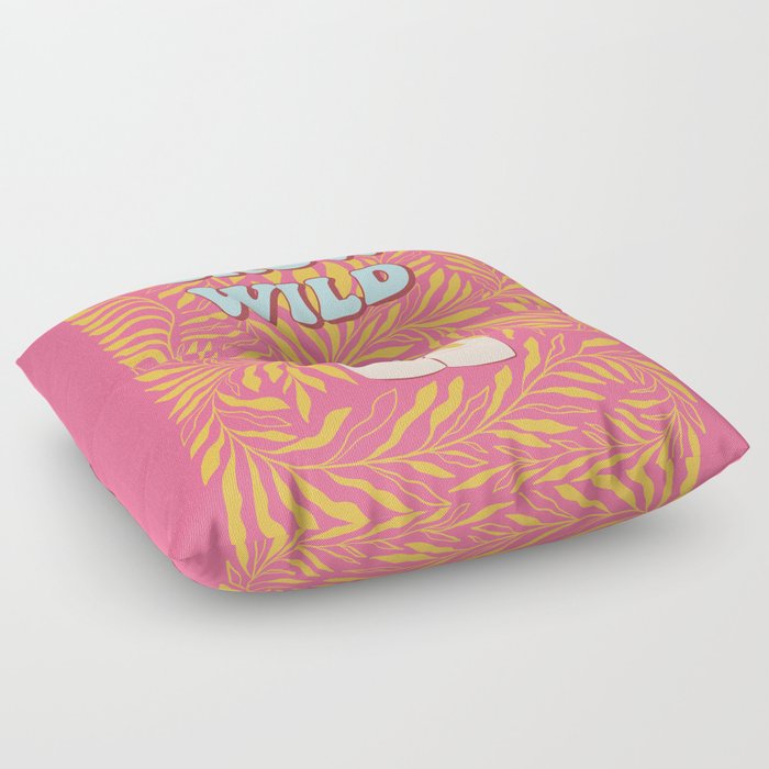 GROW WILD with bum vase and endless foliage 1. yellow on pink Floor Pillow