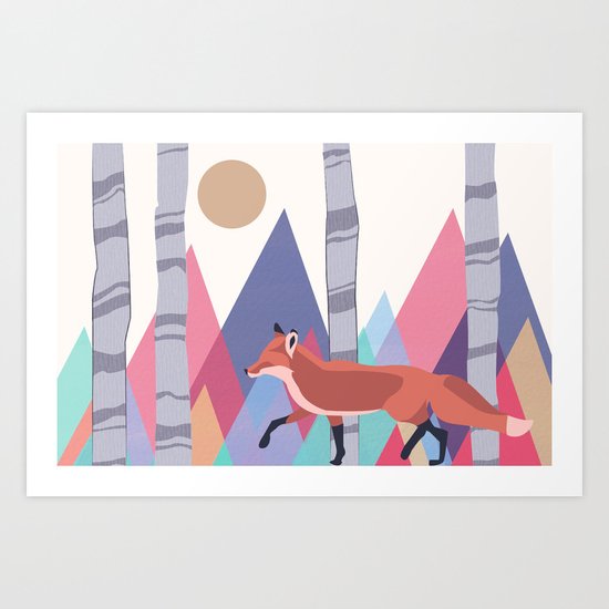 Fox stroll Art Print