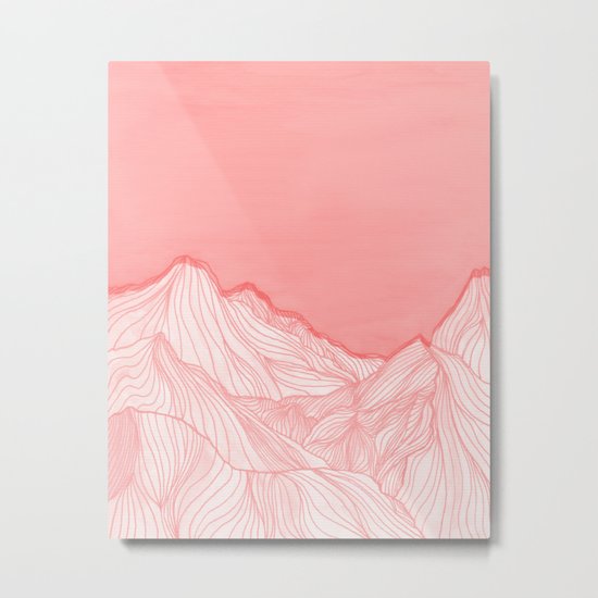 Lines in the mountains - pink Metal Print