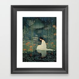 Girl in Pond Framed Art Print
