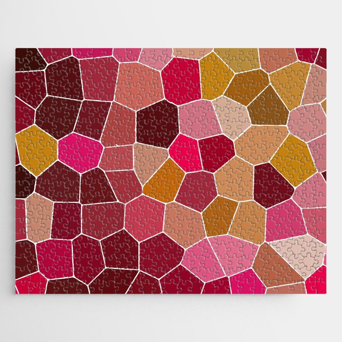 Hexagon Abstract Pink_Olive Jigsaw Puzzle