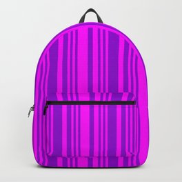 [ Thumbnail: Fuchsia & Dark Violet Colored Lined Pattern Backpack ]