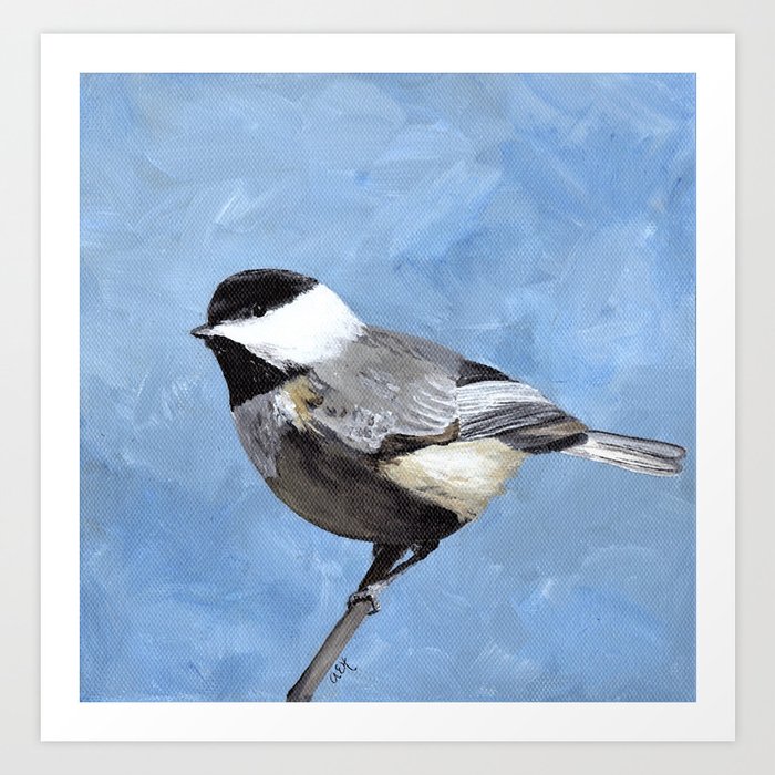Chickadee Art Blue Painting Art Print By Ahockenberry Society6