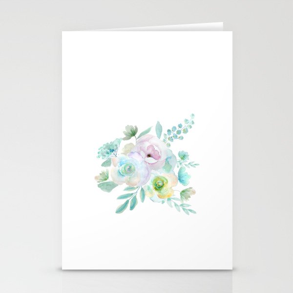 3 abstract flowers watercolor   Stationery Cards