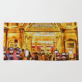 Happy shoppers - Forum Shops Caesars Palace, Las Vegas Beach Towel