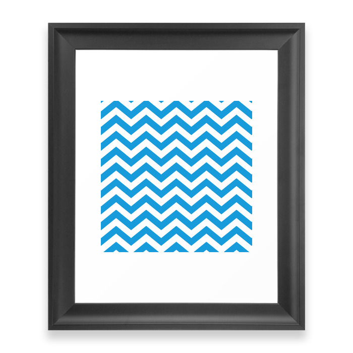 Chevron Zig Zag Pattern: Deep Sky Blue Framed Art Print by jsdavies