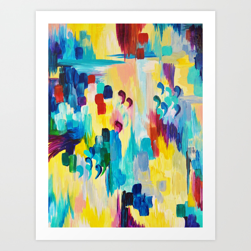Dont Quote Me Whimsical Rainbow Ikat Chevron Abstract Acrylic