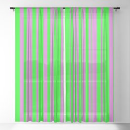 [ Thumbnail: Lime and Orchid Colored Lines/Stripes Pattern Sheer Curtain ]