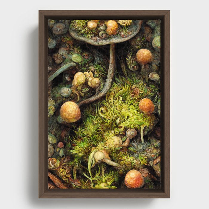 Forest Floor - Mushrooms, Moss, and Earth Framed Canvas