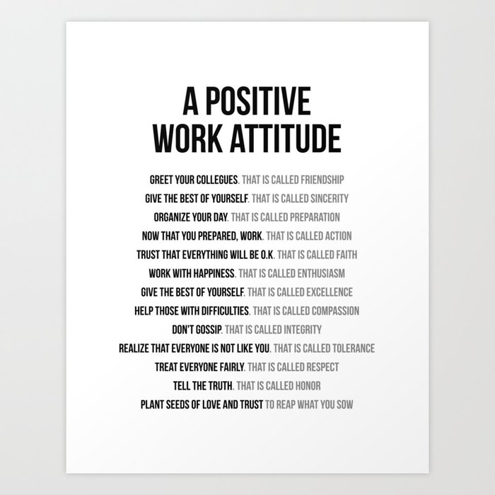 Positive Work Attitude, Office Decor Ideas, Wall Art Art Print