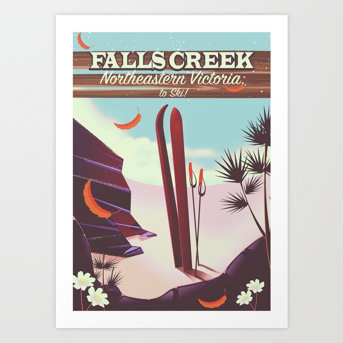 Falls Creek, Northeastern Australia Ski poster, Art Print