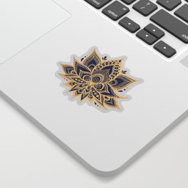 Gold and Blue Lotus Flower Mandala Sticker