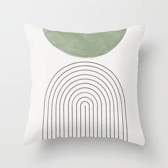 Green Moon Arch Throw Pillow