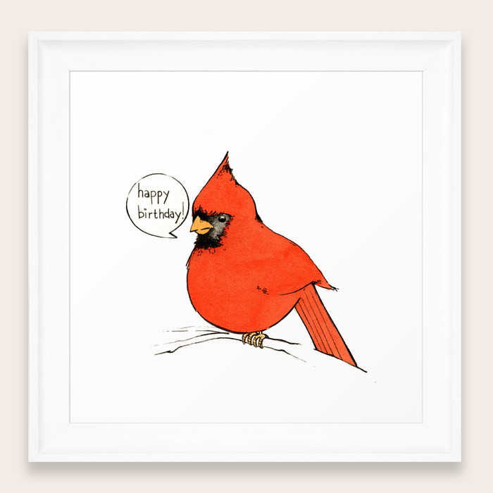 Happy Birthday Cardinal Framed Art Print By Adamziskie Society6