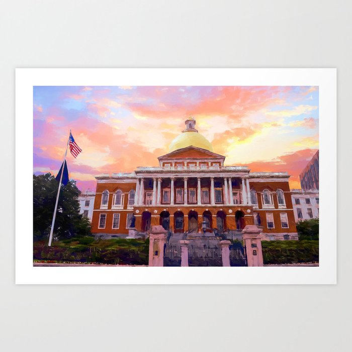 Massachusetts State House #painting #painterly #architecture Art Print