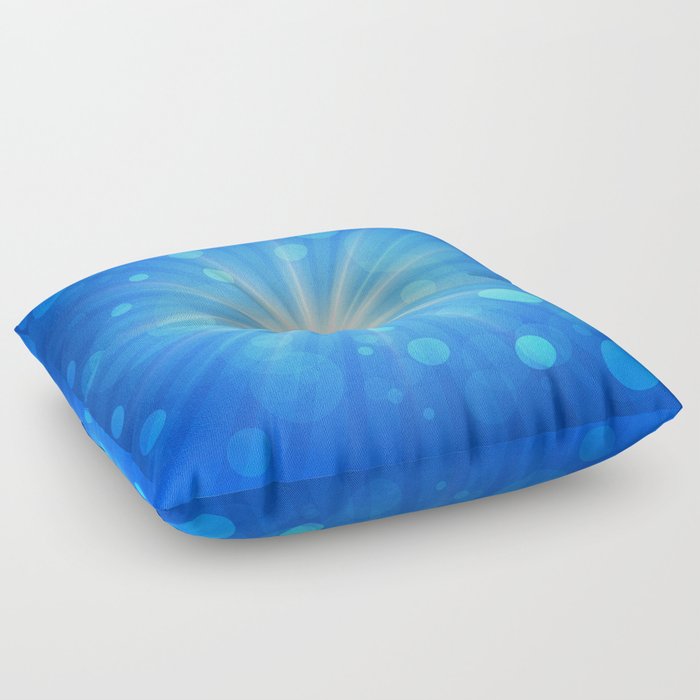 Glowing White Light on Blue Background. Floor Pillow