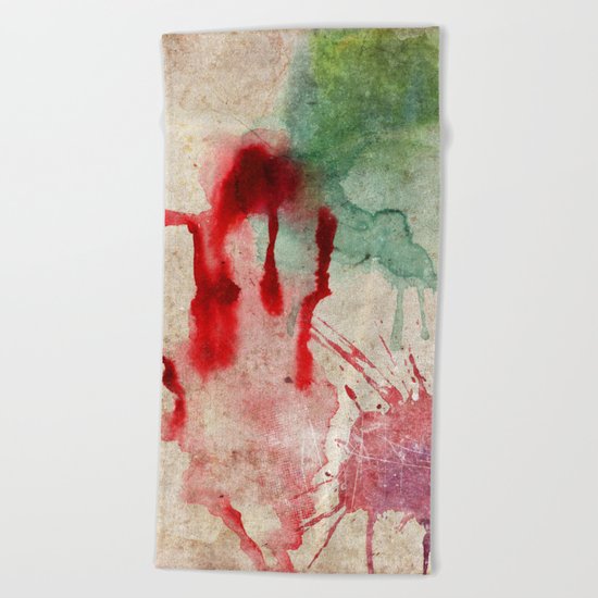 Green & Red Color Splash Beach Towel
