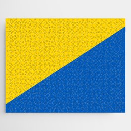 Sapphire and Yellow Solid Shapes Ukraine Flag Colors 3 100 Percent Commission Donated Read Bio Jigsaw Puzzle