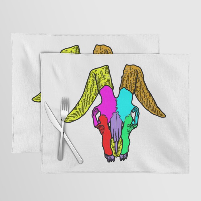 Colorful Sheep Skull Placemat