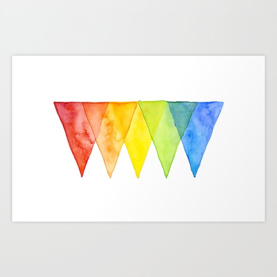 Geometric Watercolor Shapes Triangles Pattern Art Print