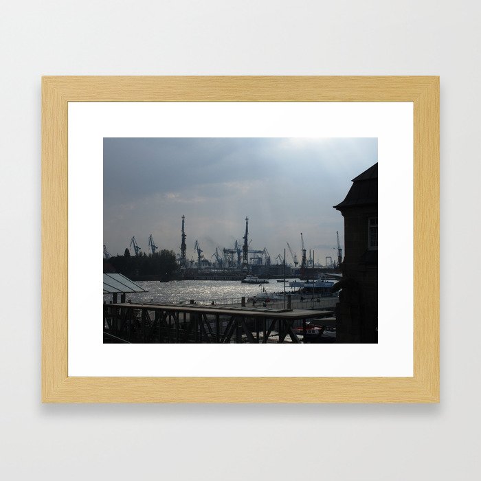 Hamburg Harbour View Framed Art Print