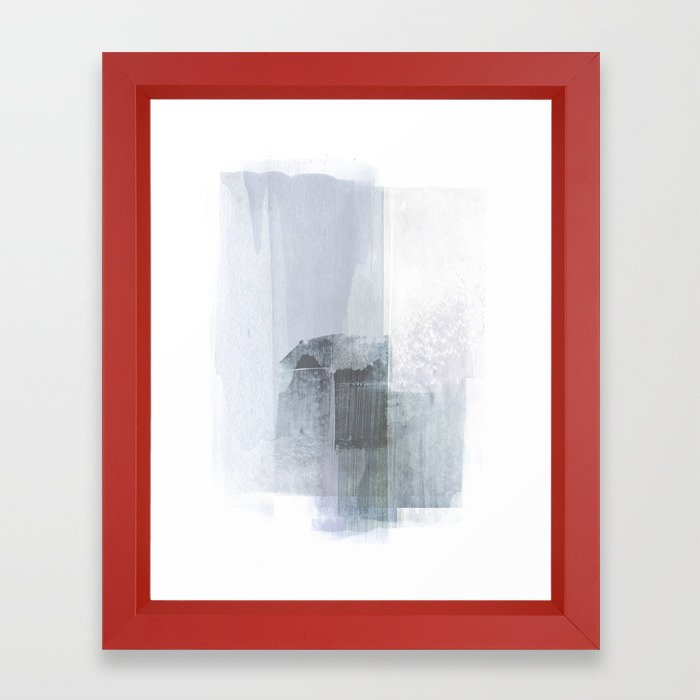 Blue Grey Minimalist Abstract Painting Framed Art Print By Mininst