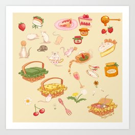 A rat picnic | Cream Art Print