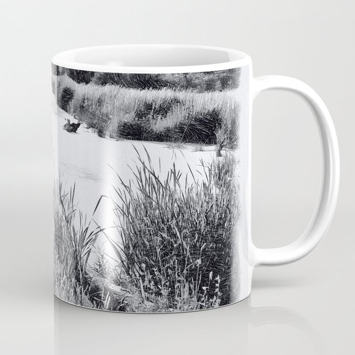 Wetlands black and white sketch Coffee Mug