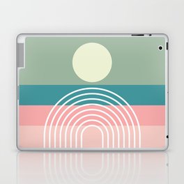 Geometric Rainbow Sun Abstract 15 in Sage Teal Pale Pink Laptop Skin