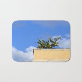 Fruits of Rome Bath Mat | Minimalistic, Photo, Tree, Italy, Blueskies, Travel, Fruittree, Spring, Green, Digital 