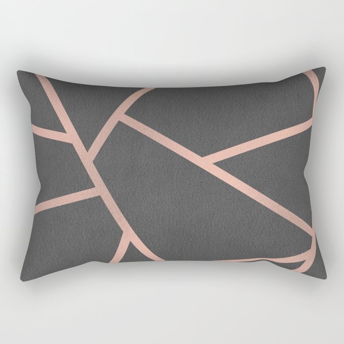 Dark Grey and Rose Gold Textured Fragments Geometric Design
