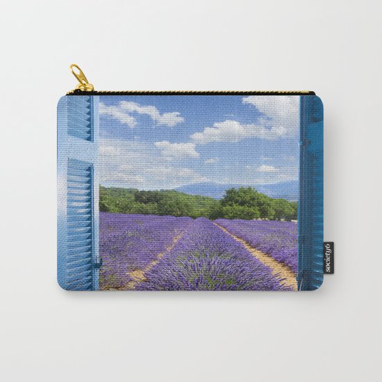 wooden shutters, lavender field Carry-All Pouch