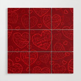Red Love Heart Collection Wood Wall Art