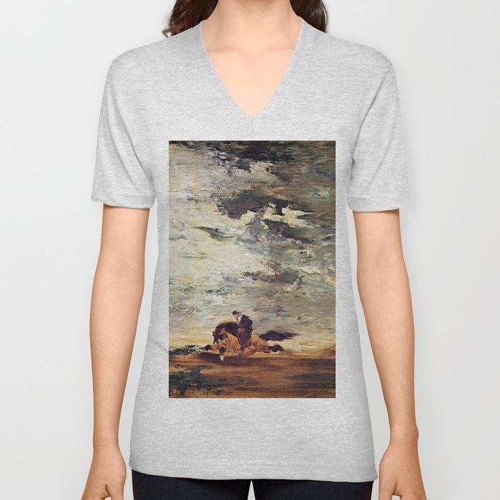 Riding in a storm - Gustave Moreau V Neck T Shirt