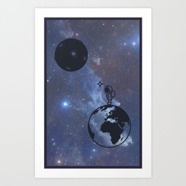 Gravity Art Print | Graphicdesign, Digital, Cool, Moon, Lost, Space, Astronaut, Earth 